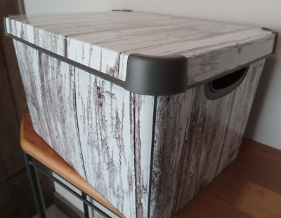 2013 Curver Deco Stokholm Box with Lid ''Old Wood'' Tree Bark Design Storage Bin