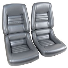 Corvette C3 Mounted Leather-like Vinyl Seat Covers Silver Pace 4 Bolster 1978 Corvette C3 Mounted Leather-like Vinyl Seat Covers Silver Pace 4 Bolster 1978