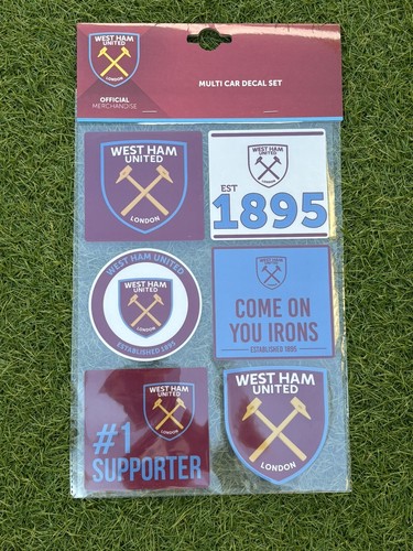 Official West Ham United FC Multi Car Window Set Of 6 Stickers 7cm x 7cm - Afbeelding 2 van 2