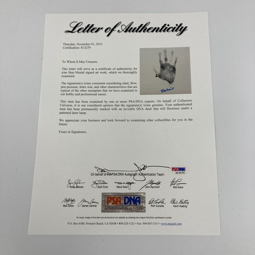 Stan Musial Signed Original Actual Handprint 11x14 With PSA DNA COA - Picture 2 of 5