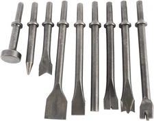 9Pcs Pneumatic Air Hammer Punch Tool Set 0.39In Shank Chipping Bits Chisels Kit