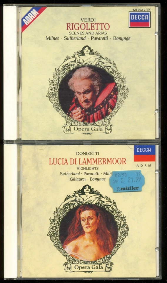 2 x OPERN-Gala-CDs★VERDI•RIGOLETTO + DONIZETTI•LUCIA DI LAMMERMOOR★DECCA★NEUWTG.