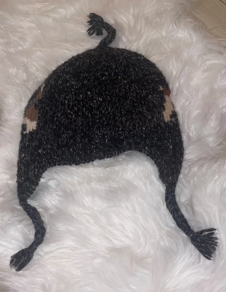 Chapéu de inverno Baby GAP malha cães mistura de lã acrílica neve meninos 2-4 anos preto - Imagem 2 de 3