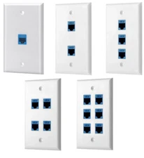 CAT6 Ethernet RJ45 Wall Plate 1 2 3 4 6 Port Single Gang Keystone Couple Network