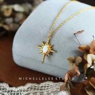 Fire Opal Starburst Necklace in Sterling Silver, White and Blue Opal Star Pendan