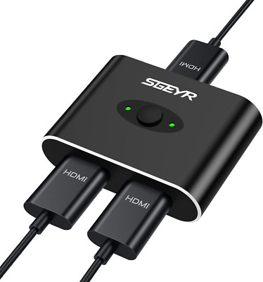 HDMI Switch,4K@60Hz HDMI Splitter, HDMI Switcher 2 in 1 Out, HDMI Switch Splitte