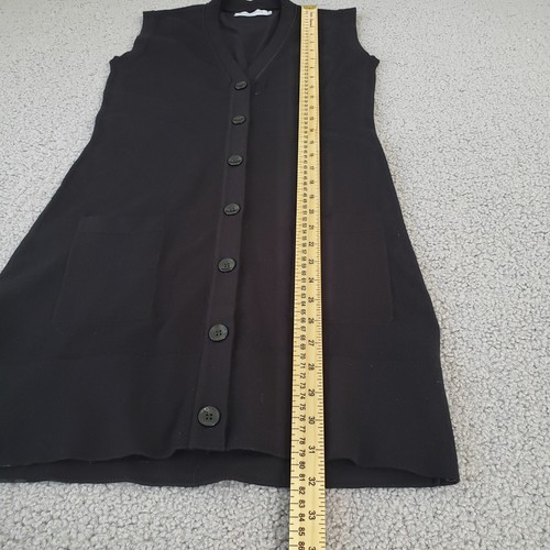 Anne Fontaine Cardigan Womens 36 Black Ribella Sleeveless Button Up V Neck Long - 第 8/9 張圖片