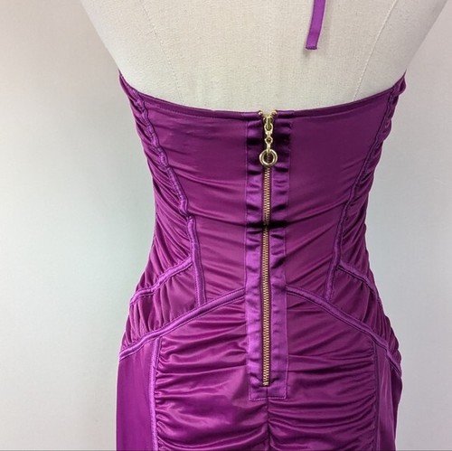 Bebe Y2K Purple Bodycon Ruched Corset Dress Size M Club - Picture 8 of 12