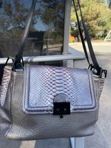 Womens clothing and accessories, handbag, Pauric Sweeneypython metallic leather