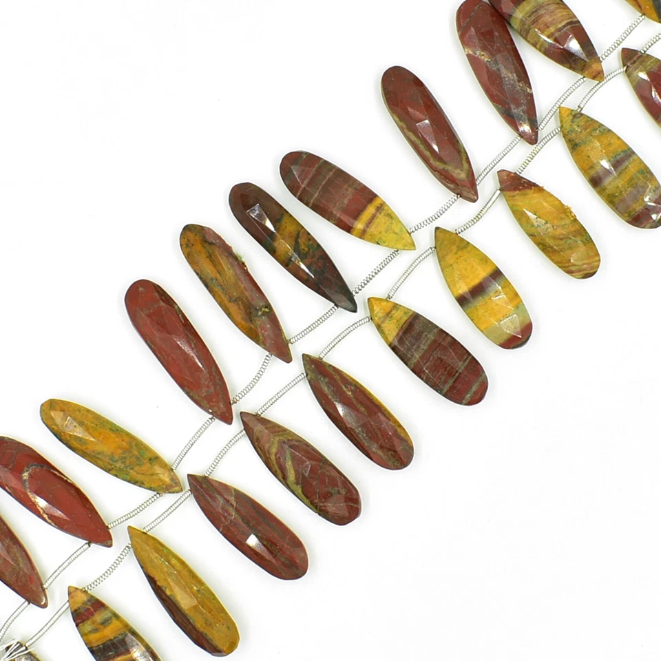 Pedra preciosa de jaspe mookaite natural 10x30mm a 11x37 mm facetada longa pera 8" fio - Imagem 2 de 4