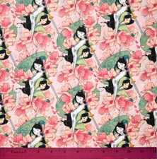 Princess Mulan Fabric - HALF YARD - Quilting Sewing - 100 Cotton Disney Floral