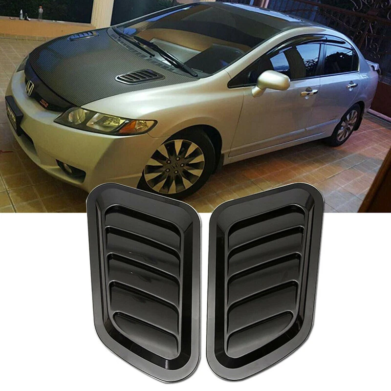 Sport Glossy Black Air Flow Vent Bonnet Car Front Hood Scoop Cover Trim Decor - Image 2 of 4