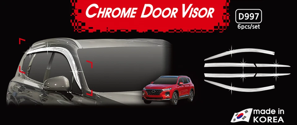 Visera de ventana cromada plateada protector de ventilación SunRain D997 para Hyundai SantaFe 2019~2023 Foto 3 de 4