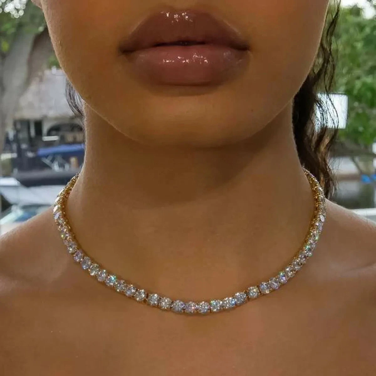 Tennis chain gold plated sale