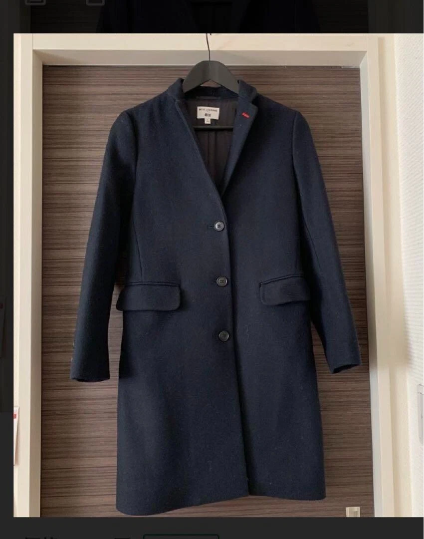 Uniqlo INES LA FRESSANGE Wool Blend Chester Coat Size S Black