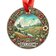 Belgium Landscape, Belgian Travel Round Acrylic Ornament, Personalized Gift