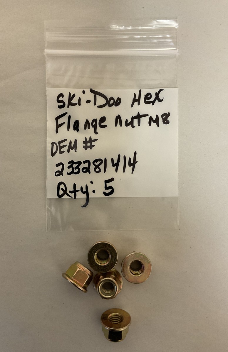 5) 2020-23 Ski-Doo Hex. Flanged Elastic Nuts M8 OEM #233281414