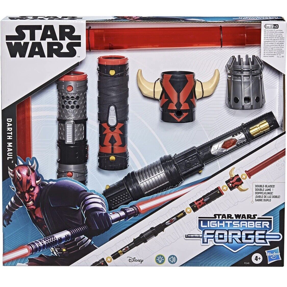 STAR WARS DARTH MAUL DOUBLE BLADE RED LIGHTSABER  FORGE, Age 4 Years And Up.