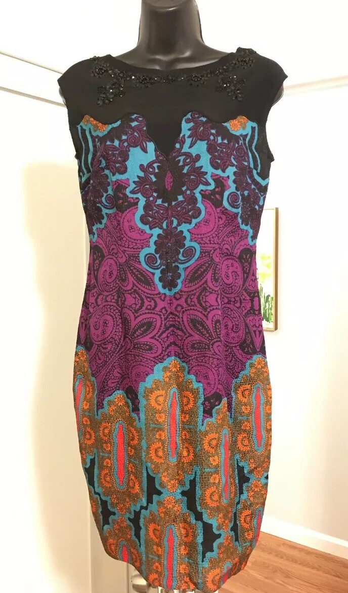 fitted lace wedding dress New Anthropologie Black & Pink Floral 
