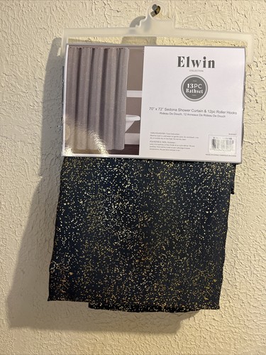 Elwin Collection 13-teiliges Set 70X72 Sedona Duschvorhang & 12-teilige Rollhaken NEU - Bild 3 von 7