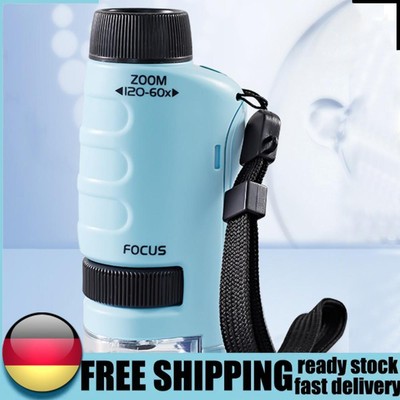 2Pcs Handheld Microscope Light 60-120x with Specimen Slides Kids Science Toy