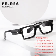 Men Square Thick Frame Reading Glasses Premium Stylish Anti Blue Light Glasses