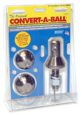 3/4'' Convert-A-Ball Shank with 1-7/8'' & 2'' Ball Set, USA MADE, Rated 3,500 lbs.