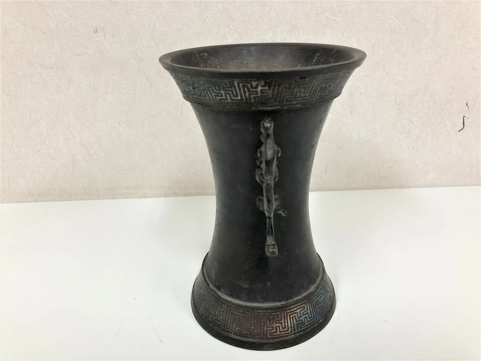 Y3876 FLOWER VASE Copper Cloisonne work Japan ikebana decor interior antique - Image 4 of 4