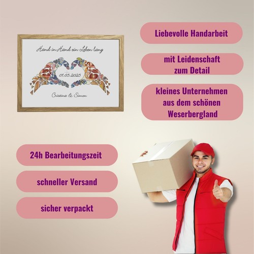 Jahrestag Geschenk Hochzeitstag Geldgeschenk mit Namen Gutschein Glückwunsch - Bild 8 von 15