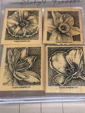 Stampin' Up Wood Mounted Rubber 2003 PERFECT PETALS Stamp Set RETIRED