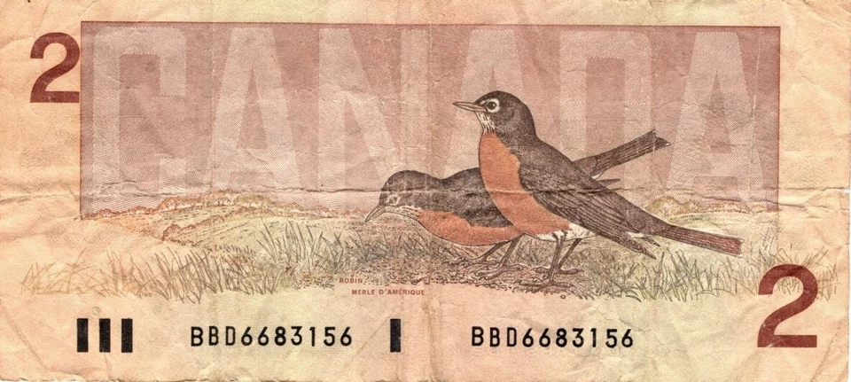 RARA - 1986 nota de 2 dólares canadense - Imagem 2 de 2