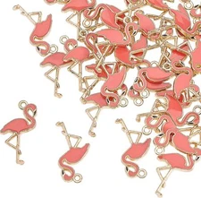 40x Gold Plated Flamingo Charms Enamel Charms for Jewelry Making Craft Finding