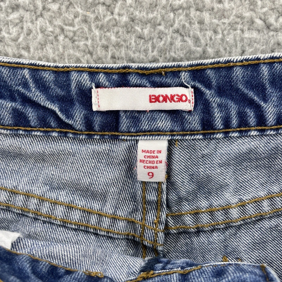 Pantalones Cortos Bongo Jean Juniors Talla 9 Cortes Azul Denim Lavado Claro Boho Patchwork Foto 3 de 4