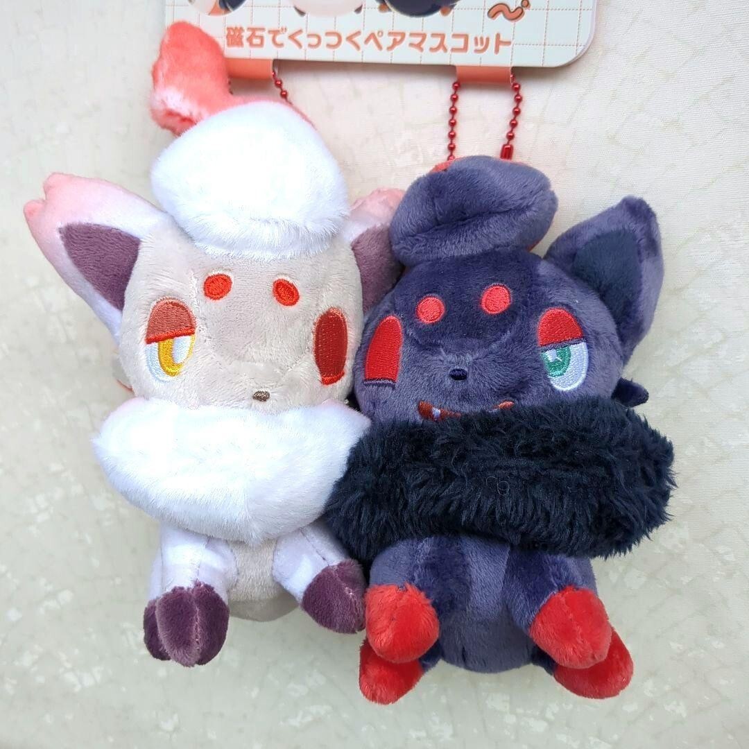Pokemon Center Original Magnetic Plush Keychain Zorua & Hisuian Zorua JAPAN NEW