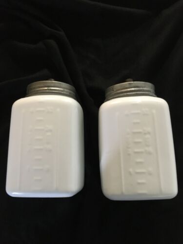 2 POTTERY BARN 8" FARMHOUSE RUSTIC WHITE CERAMIC CANISTERS GALVANIZED METAL LIDS - Picture 14 of 18