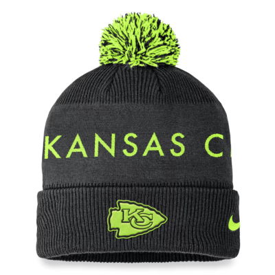 Kansas City Chiefs Nike Volt Cuffed Knit Beanie Hat with Pom NFL Neon Green  KC