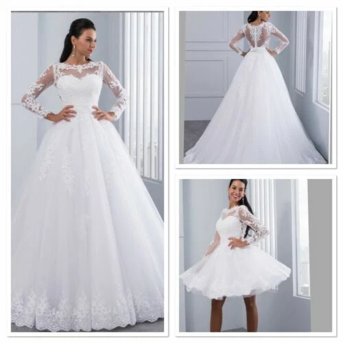 Ivory Lace Long Sleeve Wedding Dresses