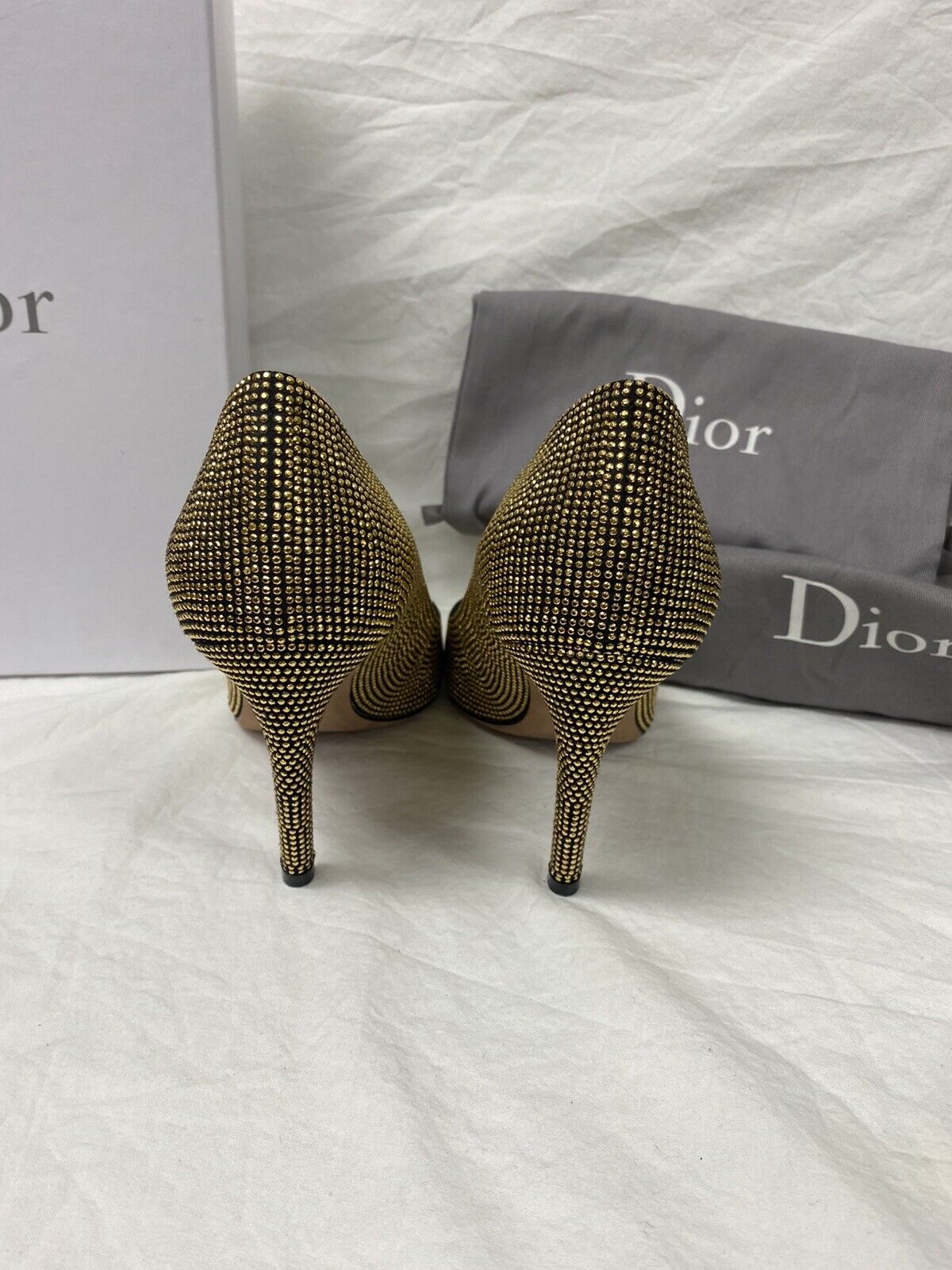 CHRISTIAN DIOR Studded Calfskin Pumps 38.5 Black … - image 4