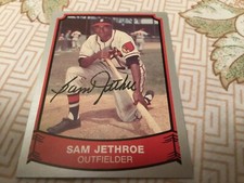 1989 Pacific Legends SAM JETHROE Autographed Baseball Card Braves (d.2001) Rare