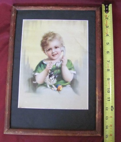 1920s ANTIQUE COLOR LITHOGRAPHY IN WOODEN FRAME - Picture 7 of 9