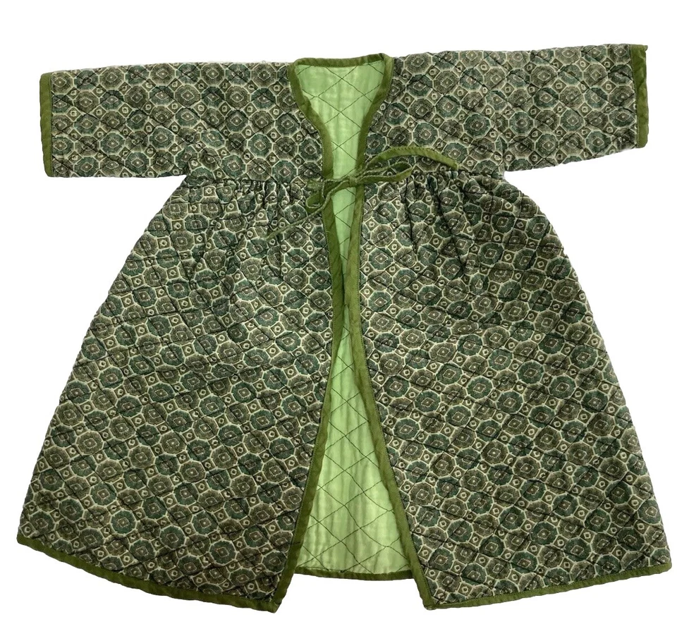 (2) Baby Newborn Robes Handmade Green Quilted Blue Flannel 1964 Vintage EUC - Image 3 of 4