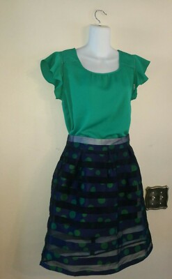 2 pcs : New  Women's Touch Me Green Purple Skirt Sz M and used Green Top Sz S