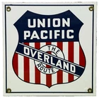 VINTAGE UNION PACIFIC PORCELAIN SIGN TRAIN STATION GAS OIL RAILROAD FREIGHT