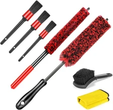 Car Wheel Rim Tire Brush Set, Detailing Wash Kit, Long Soft Detail Brushes Acces