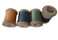 4 Vintage Super Sheen J P Coats Wooden Thread Spools
