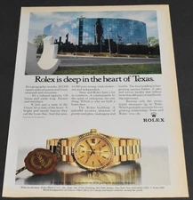 1986 Print Ad Rolex is deep in the Heart of Texas Gold Watch Lone Star State Art