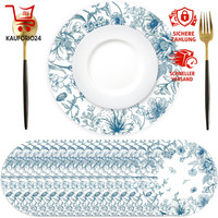 Papier Platzsets Rund 34 Cm Blau Blumen Einweg Tischsets FüR Hochzeit Party