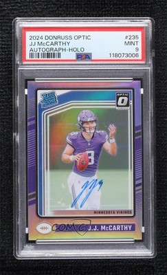 2024 Donruss Optic Rated Holo Prizm JJ McCarthy PSA 9 MINT Rookie Auto RC v9t
