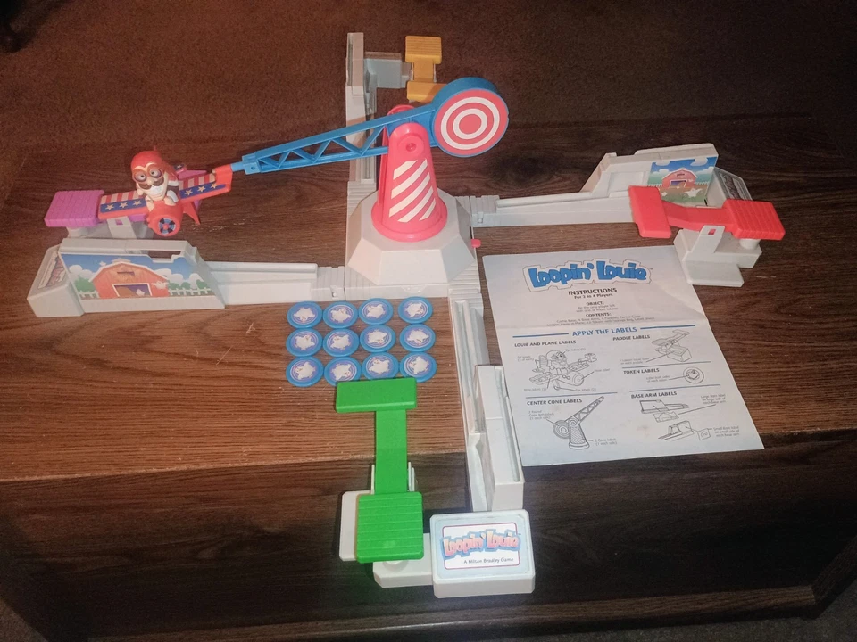 Juego de mesa de avión Milton Bradley Loopin' Louie 1992 de colección COMPLETO Foto 4 de 4