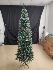 New 7.5 Ft Pre-Lit Slim Artificial Christmas Tree For Indoor Decoration